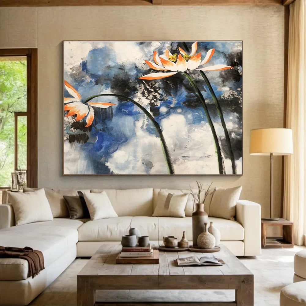 Ink Lotus Painting for Traditional - Style Tea House DLZ3011