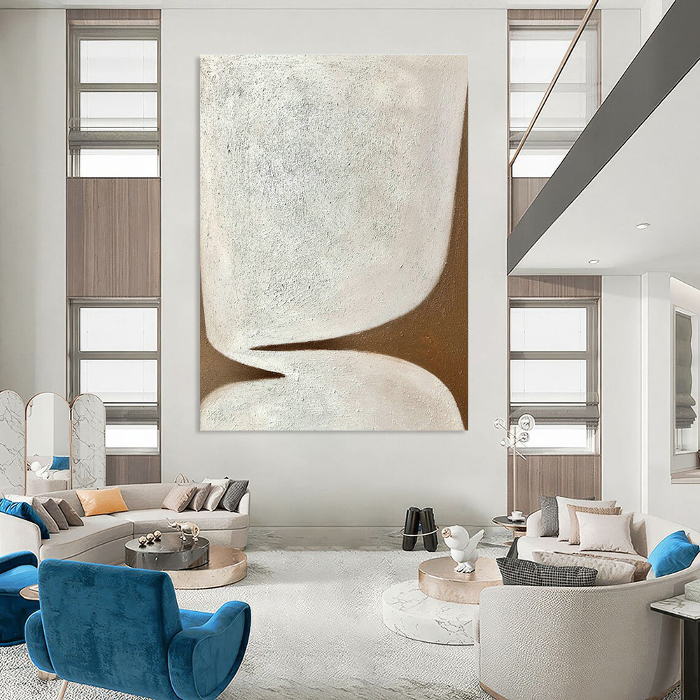 Brown - White Abstract Art for Minimalist Home Office & Art Gallery DLZ1186