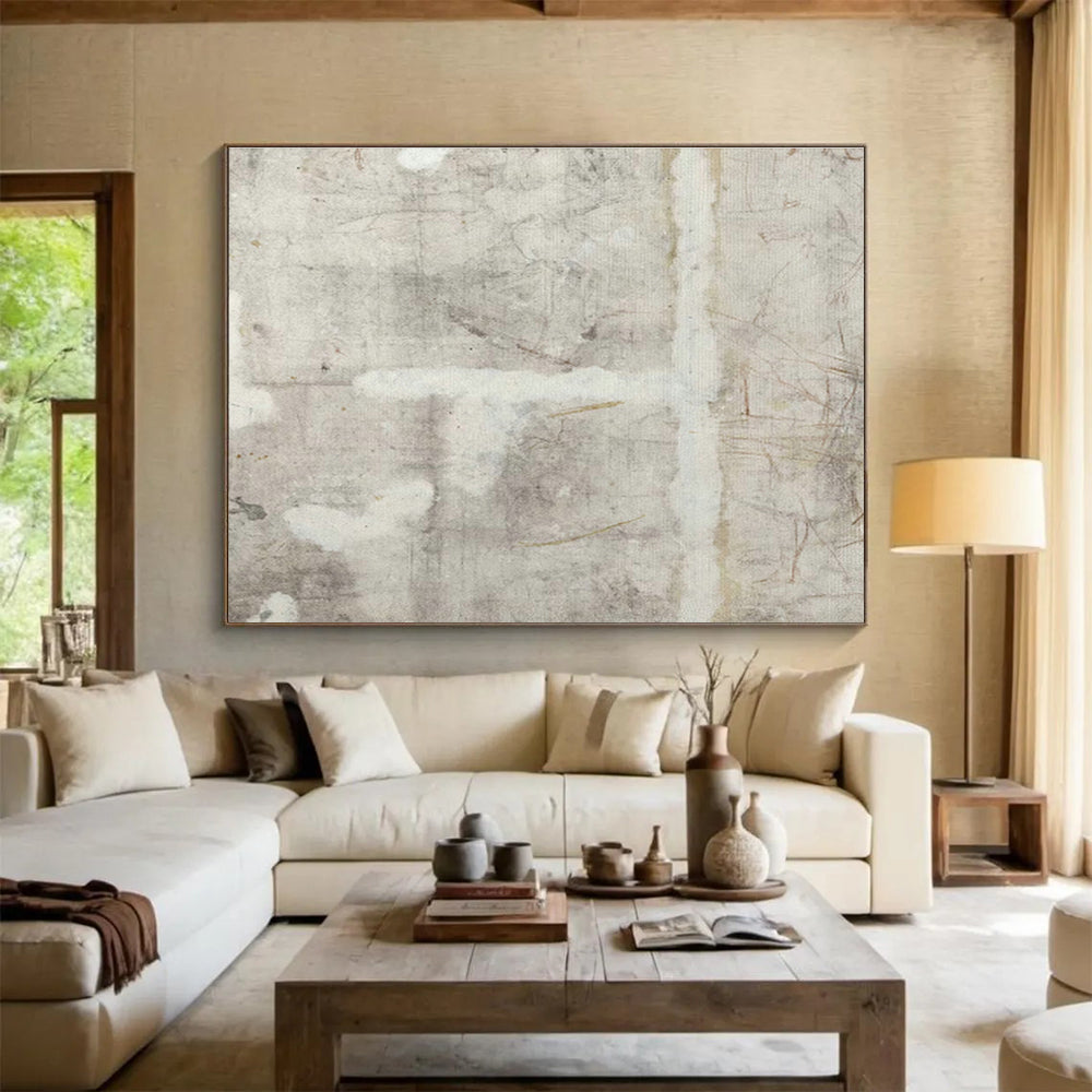 Light Gray Texture Abstract Art for Minimalist Office Waiting Rooms DLZ2618