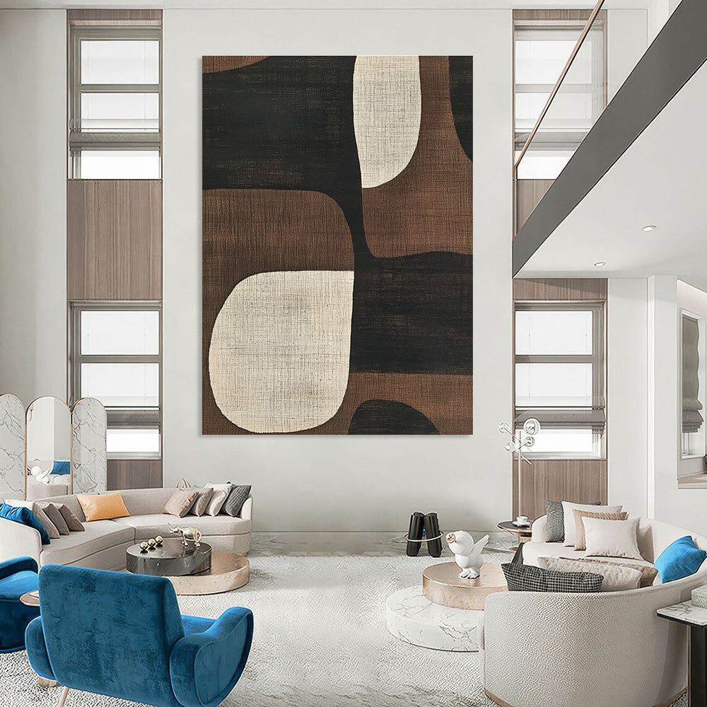 Brown and Black Geometric Shapes Art for Mid - Century Modern Living Room & Minimalist Office STSC1320