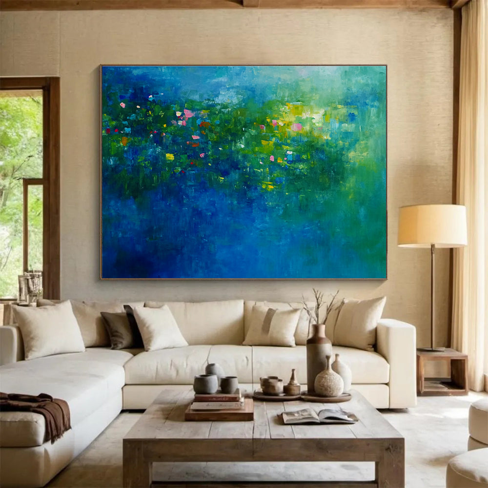 Blue - Green Abstract Garden Art for Botanical Conservatory Café & Nature - Lover’s Bathroom SC339