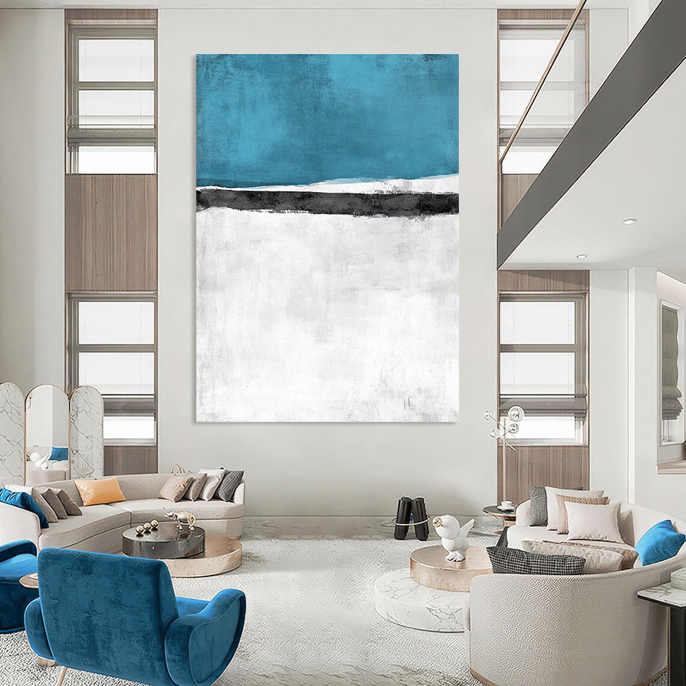 Blue, Black and White Abstract for Coastal Home Office & Serene Spa Retreat STSC523