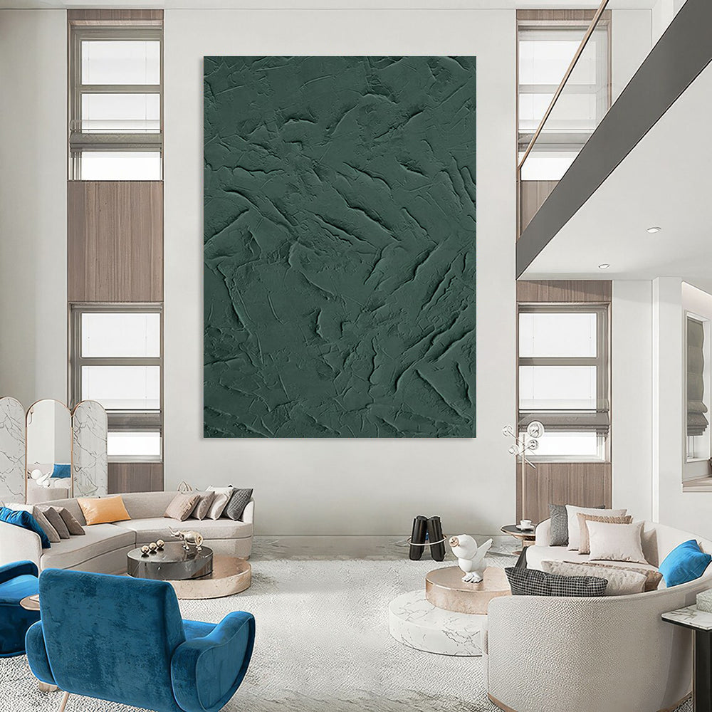 Deep Green Textured Art for Rustic Cabin & Spa Lounge DLZ0670