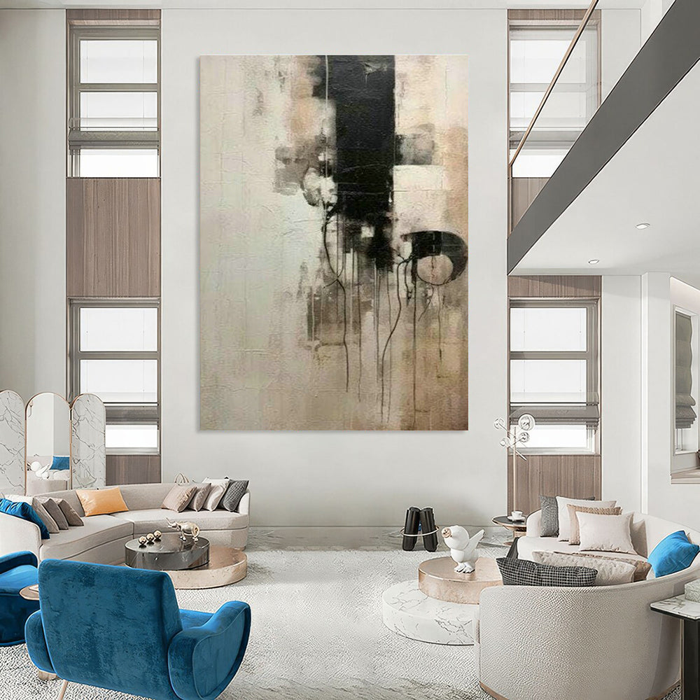 Black - White Abstract Drip Art for Office & Studio DLZ0386