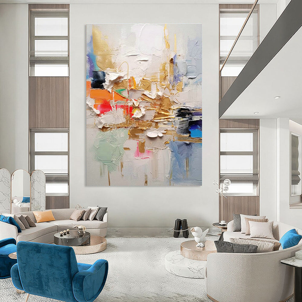Colorful Thick - Paint Abstract Art for Creative Studio & Bohemian Restaurant DLZ1063