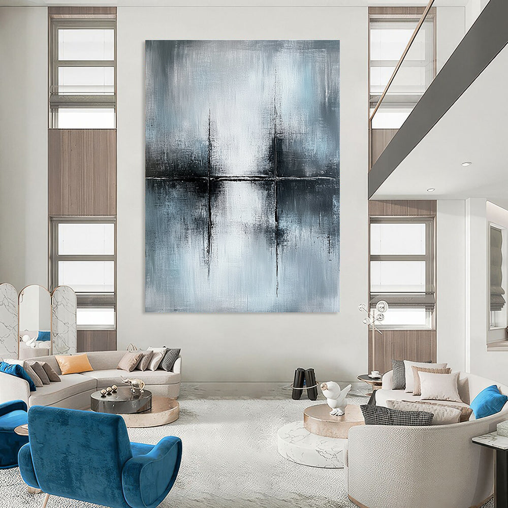 Minimalist Gray Cross Art for Office & Hallway STSC070