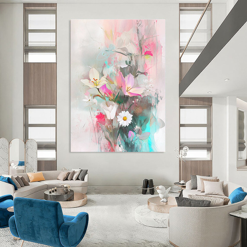 Soft Color Floral Abstract for Girly Bedroom & Art - Centric Café STSC857