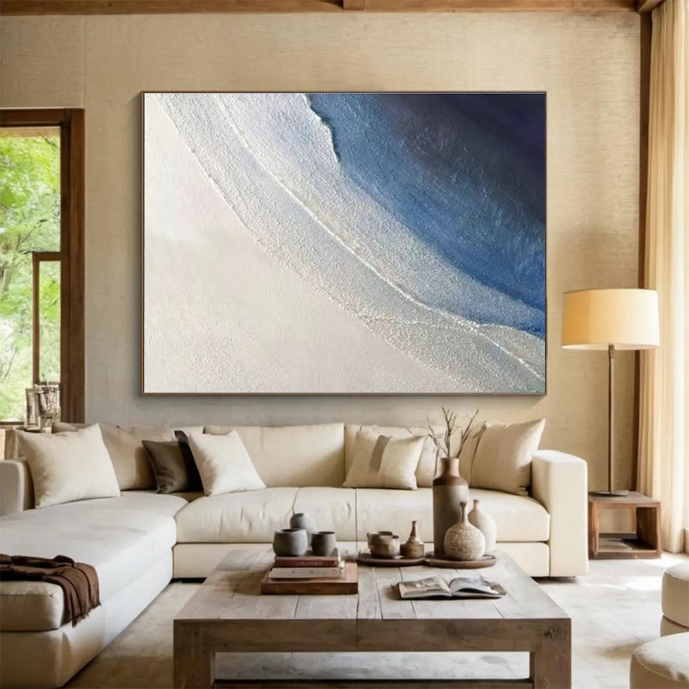 Blue - White Abstract Art for Minimalist Home Bedroom Relaxation Zones DLZ3278