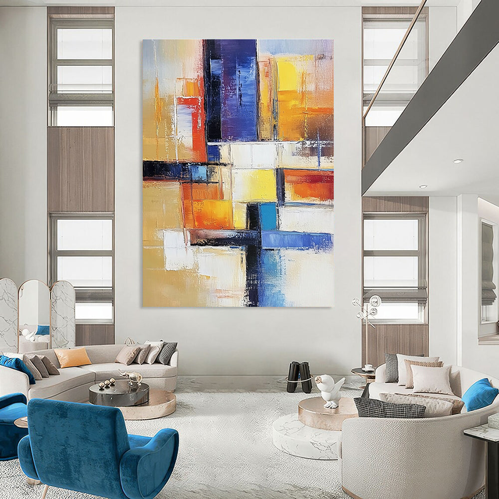 Colorful Geometric Abstract Composition for Modern Office Meeting Room & Interior Design Studio STSC153