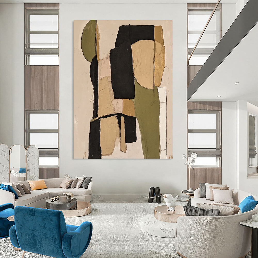 Green and Beige Collage Abstract for Rustic Home Office & Nature - Inspired Café STSC481