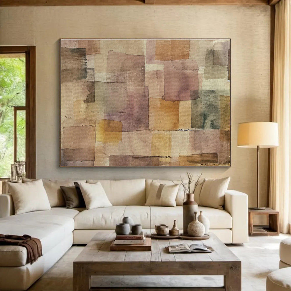 Warm Brown Collage Abstract Art for Rustic - Chic Living Room DLZ2976