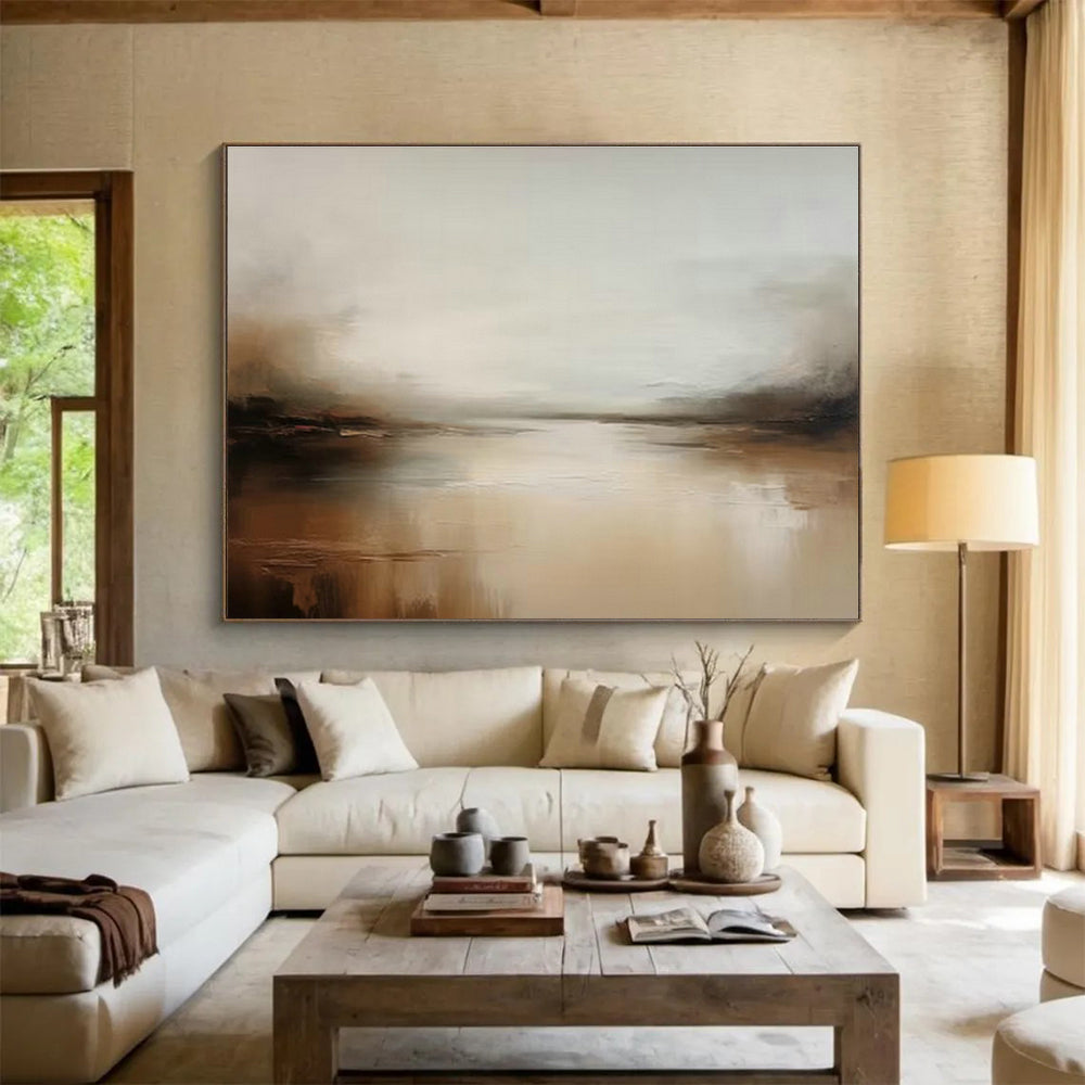 Soothing Warm - Brown River Abstract Art for Cozy Study Focus DLZ2705