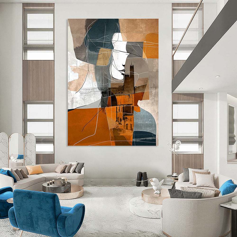 Abstract Portrait with Architecture for Modern Living Room & Art Gallery STSC540