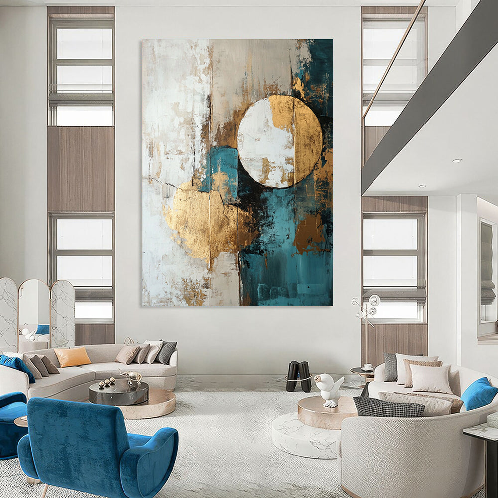 Gold and Teal Abstract for Luxury Hotel Lobby & Contemporary Office STSC193
