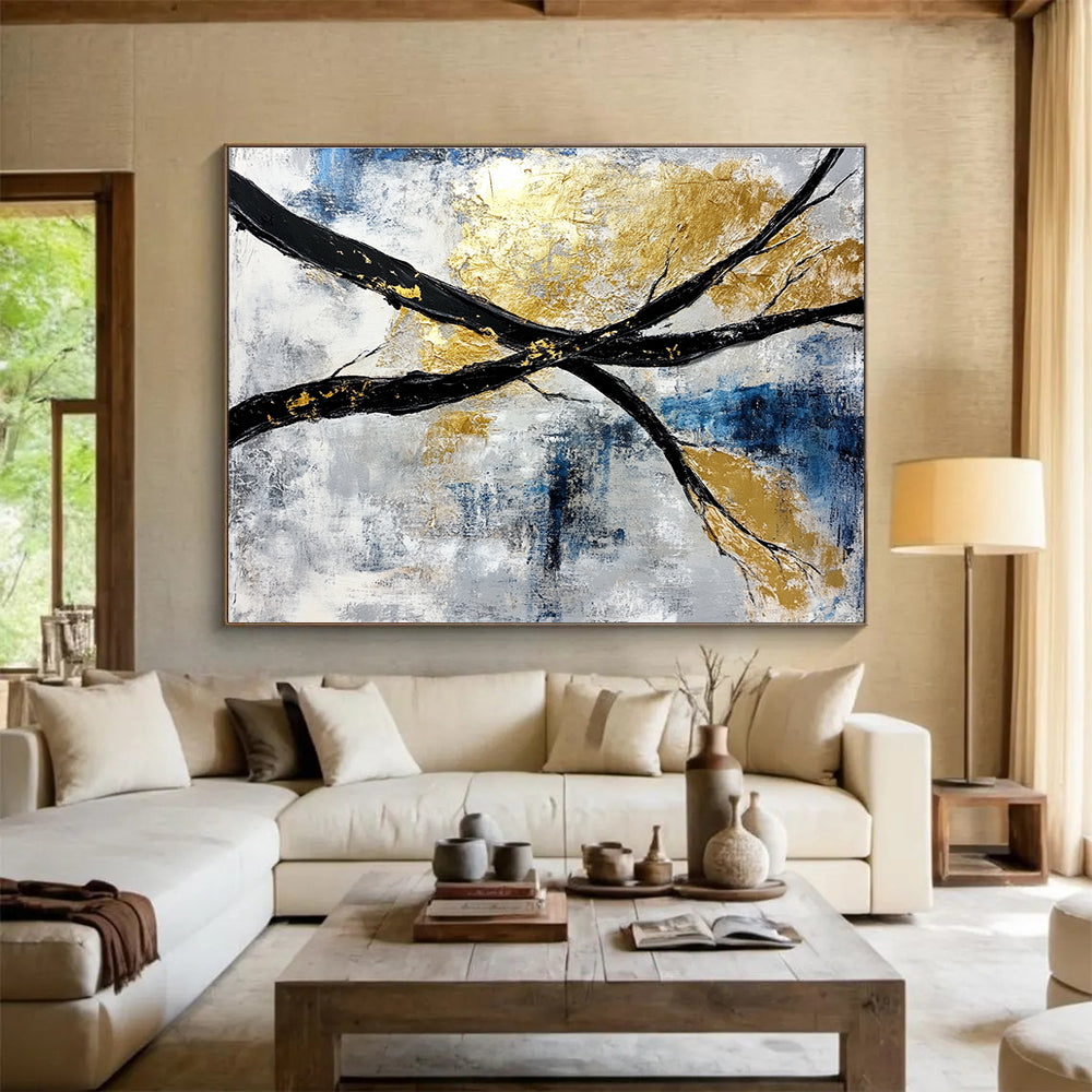 Black Branches with Gold Art for Luxury Hotel Lobby & Elegant Home Library SC367
