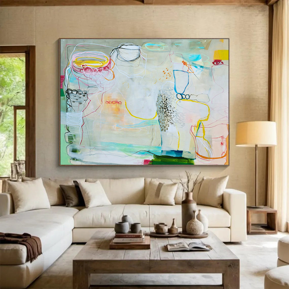 Line and Color Abstract Art for Bohemian - Style Bedrooms DLZ2455