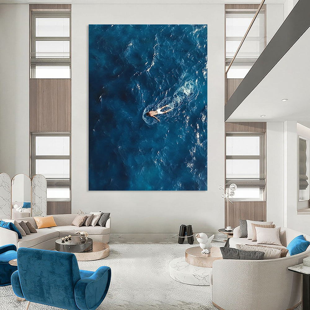 Man Swimming in Ocean Art for Beach Home Bathroom & Wellness Retreat Spa STSC1057