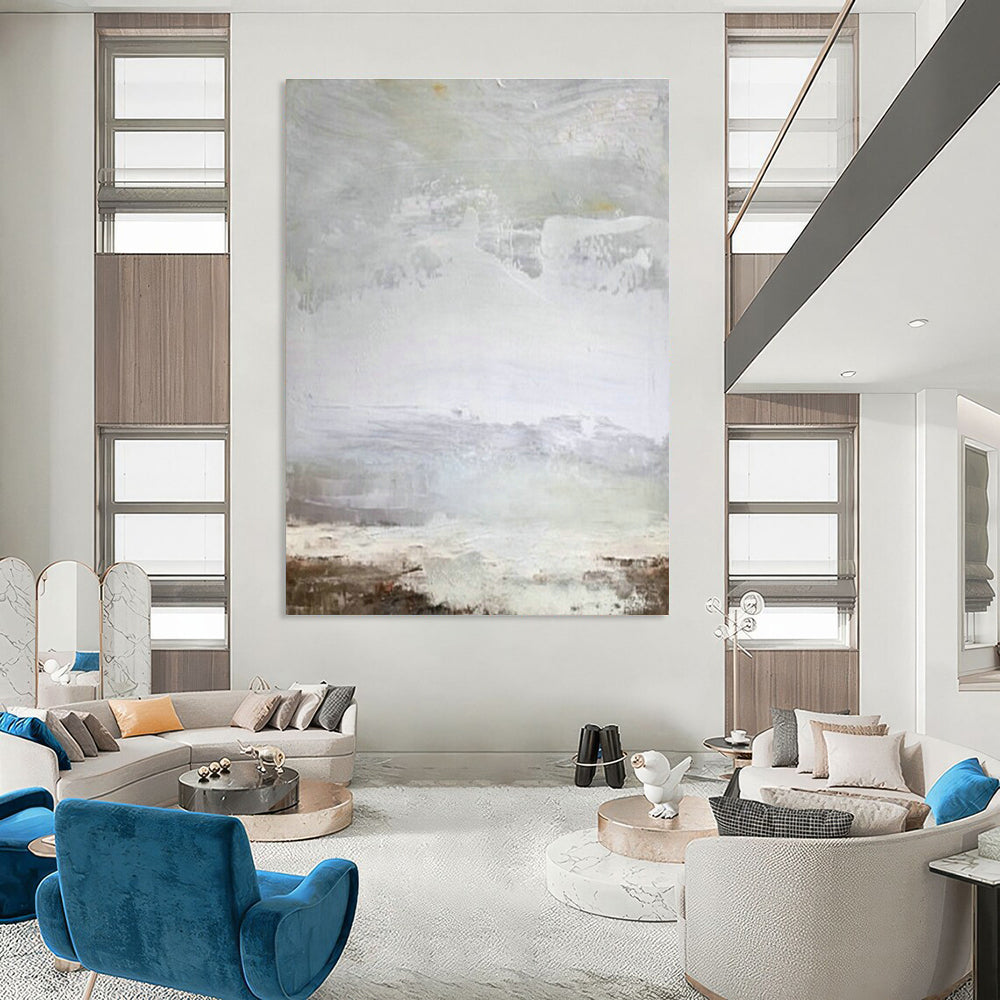 Gray - White Abstract Art for Spa Relaxation Area & Minimalist Bedroom DLZ2057