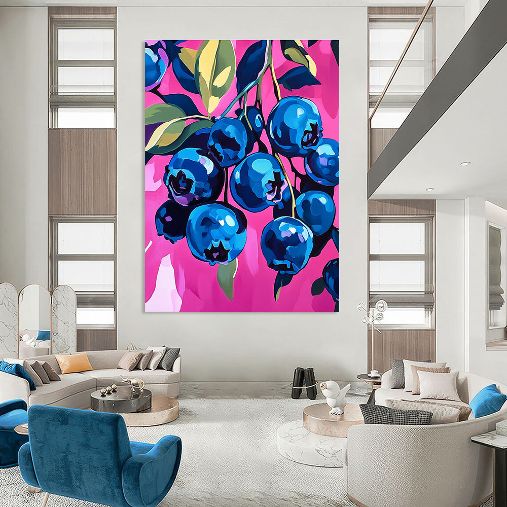 Blueberries on Pink for Gourmet Kitchen & Modern Fruit - Themed Café STSC1226