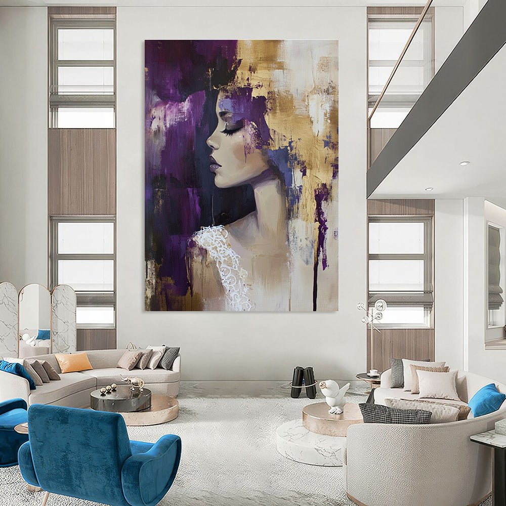 Woman with Purple and Gold Abstract Background for Luxury Beauty Salon & Art - Centric Lounge STSC177