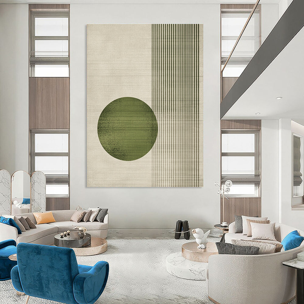 Green Circle and Stripes Art for Japanese - Inspired Home Decor & Nature - Themed Yoga Studio STSC1328