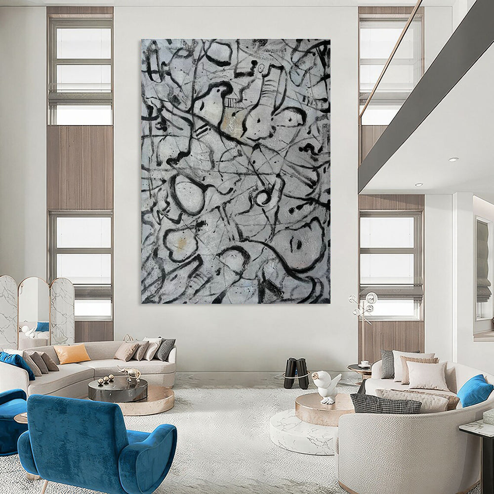 Monochrome Abstract Line Art for Modern Office & Art Gallery DLZ2291