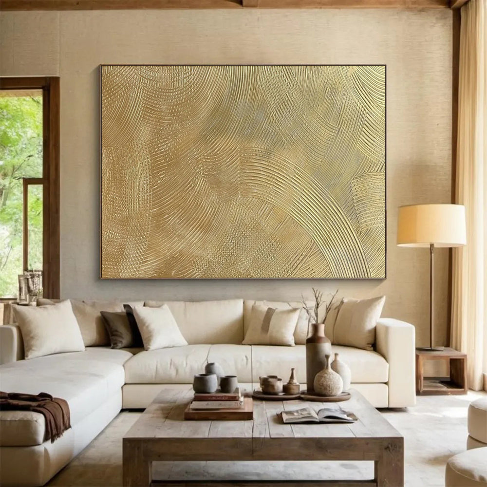 Golden Wave Abstract for Luxury Hotel Lobby DLZ2964