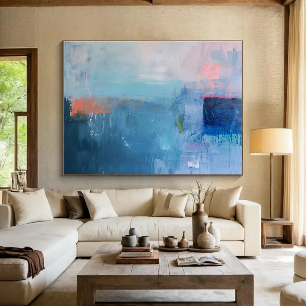 Blue - Toned Abstract Composition Art for Modern Lounge Bar DLZ2862