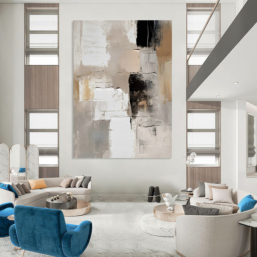 Gray - White - Black Abstract Art for Industrial - Chic Loft & Modern Art Museum DLZ0718