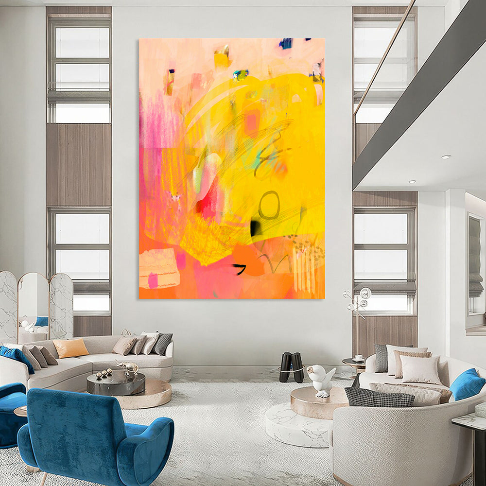 Sunny Yellow Abstract Art for Breakfast Nook & Kids’ Playroom DLZ0644