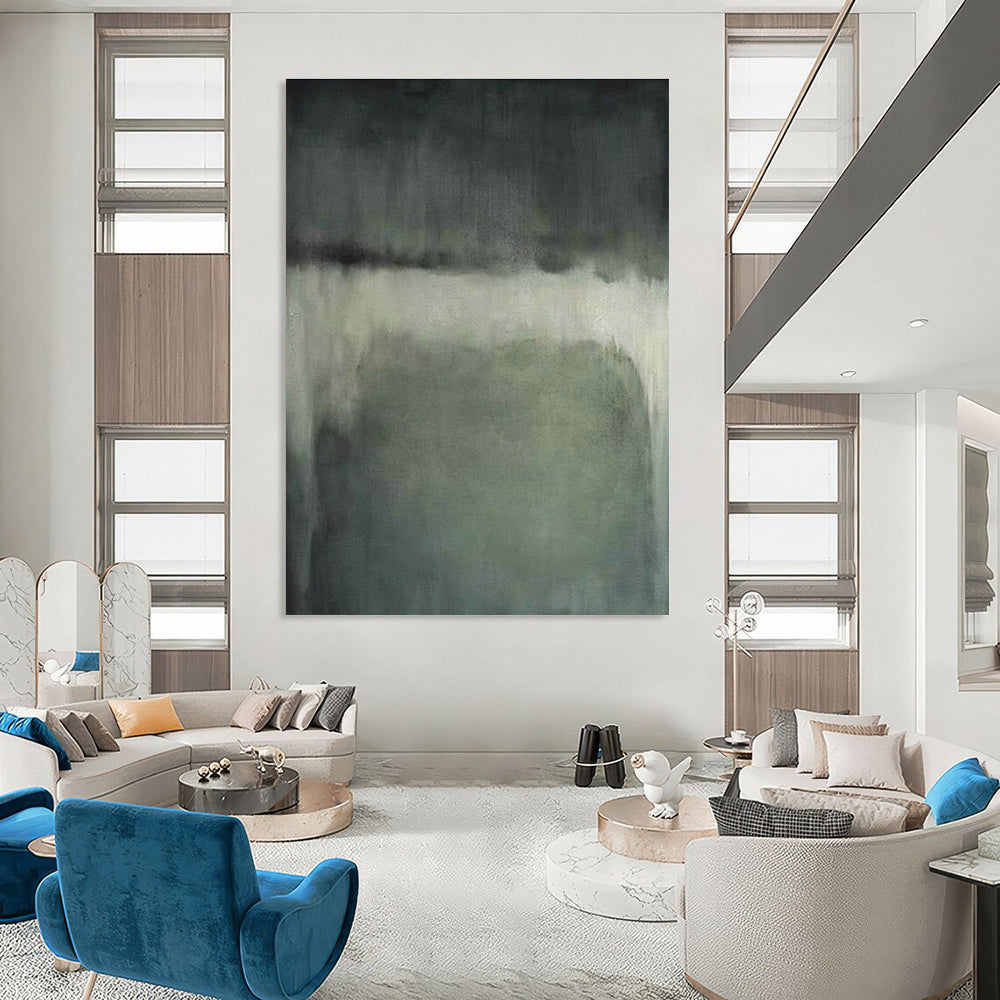 Gray - Green Gradient Abstract Art for Bedroom & Meditation Room DLZ1200