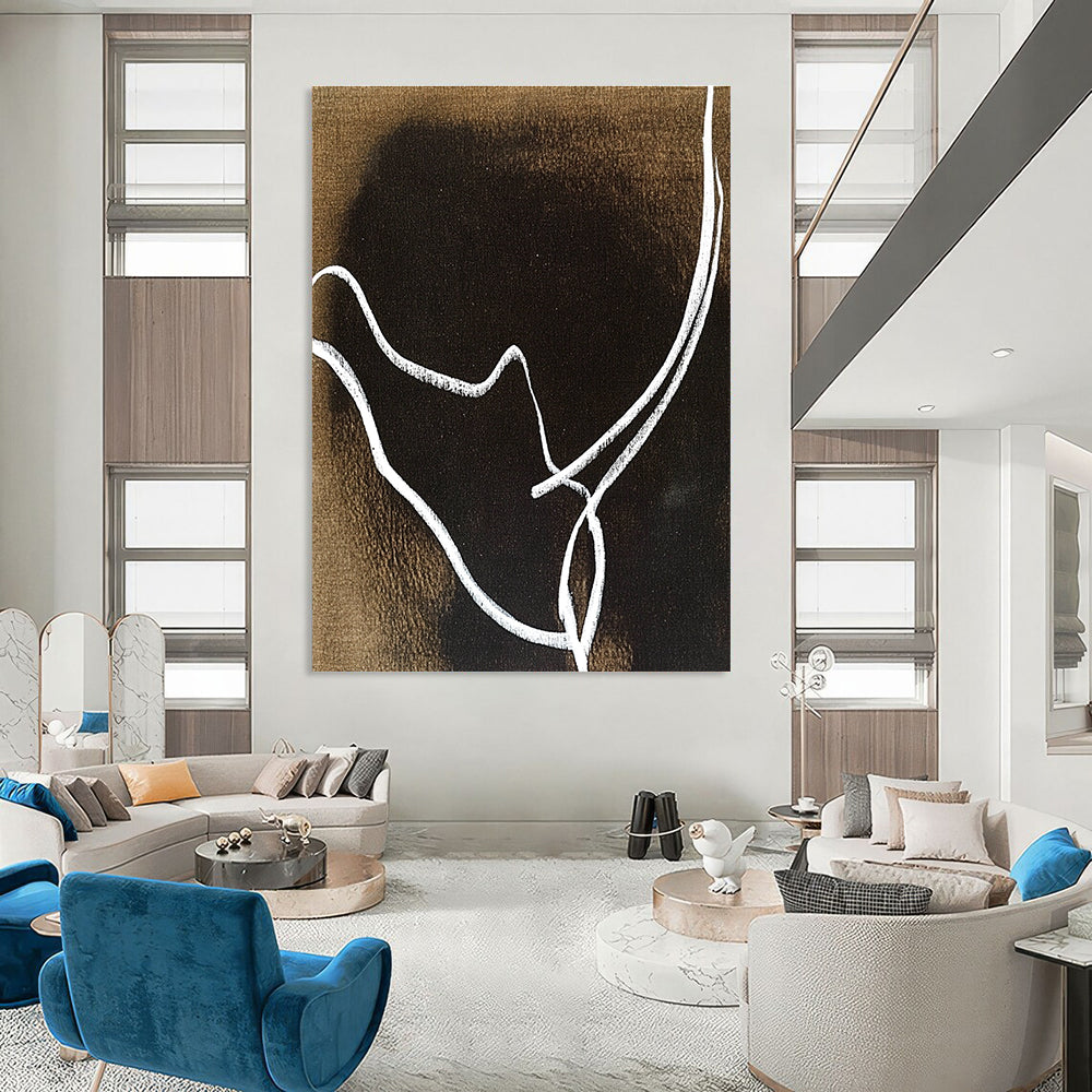 White Lines on Brown Background Art for Industrial - Style Bar & Minimalist Office STSC1346