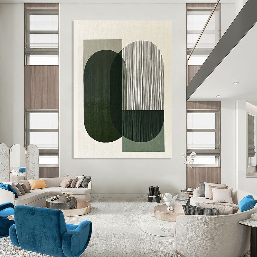 Green and Grey Geometric Shapes for Contemporary Office & Minimalist Living Room STSC1178