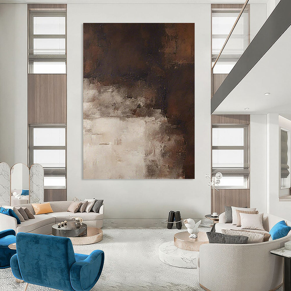 Brown and White Abstract Art for Rustic Home & Art - Themed Library DLZ2169