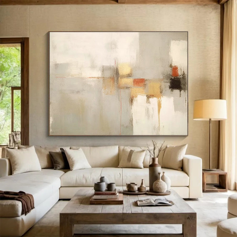Grey - White Geometric Abstract Art for Minimalist Living Area DLZ2732