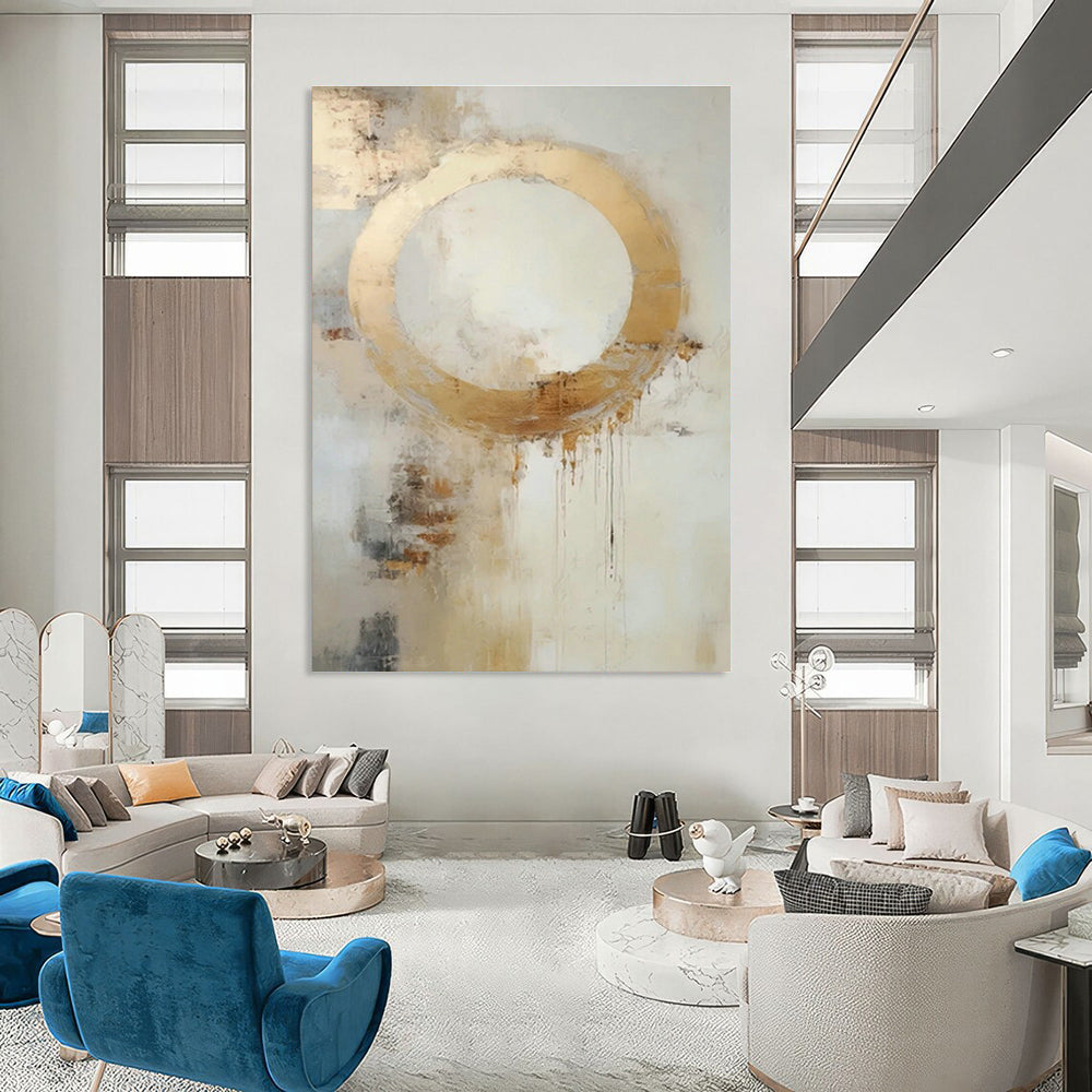 Golden Circle Abstract Art for Modern Office Reception & Luxury Hotel Spa DLZ0918