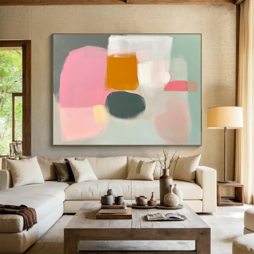 Soft Color Blocks Art for Girls’ Bedroom & Minimalist Café SC380