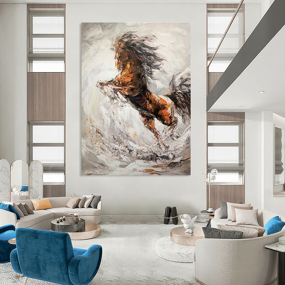 Rearing Horse Dynamic Art for Equestrian Club Lounge & Bold Home Office DLZ2131