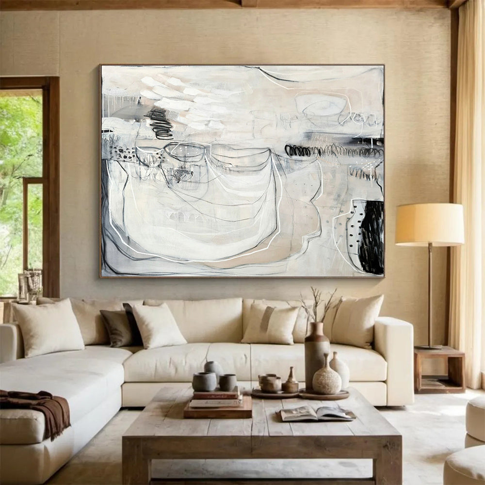 Black - White Line Abstract Art for Industrial - Style Lofts DLZ2458