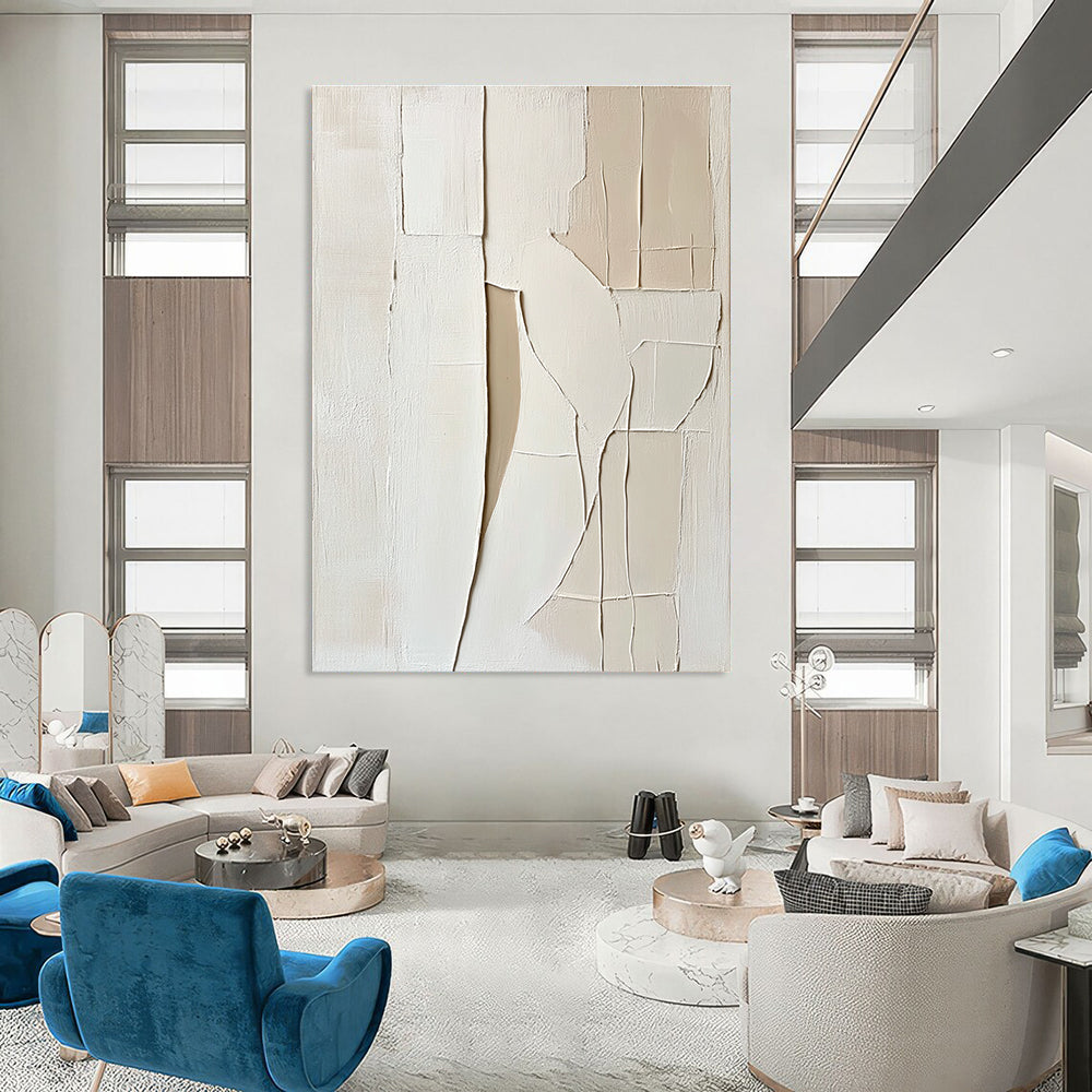 Textured White Abstract Architectural Abstract Art for Modern Home Hallway & Contemporary Art Gallery STSC1467