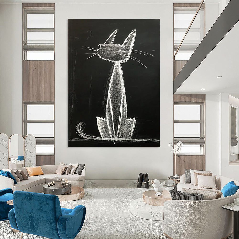 Chalk Cat Drawing for Playful Kids’ Room & Urban - Style Loft STSC1184