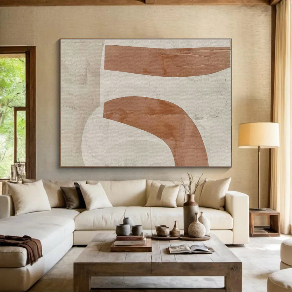 Brown - White Curve Abstract for Contemporary Art Studio DLZ2972