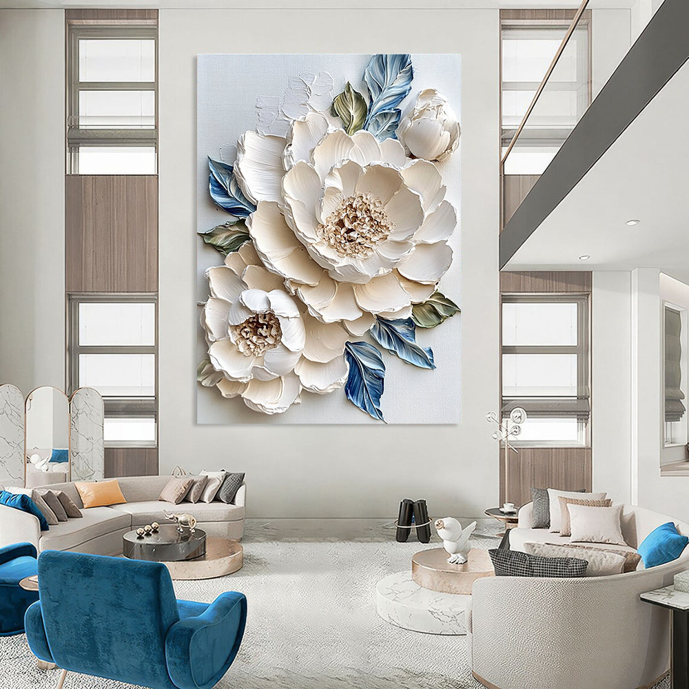 Textured White Flowers for Luxury Spa & Elegant Home Entryway STSC366
