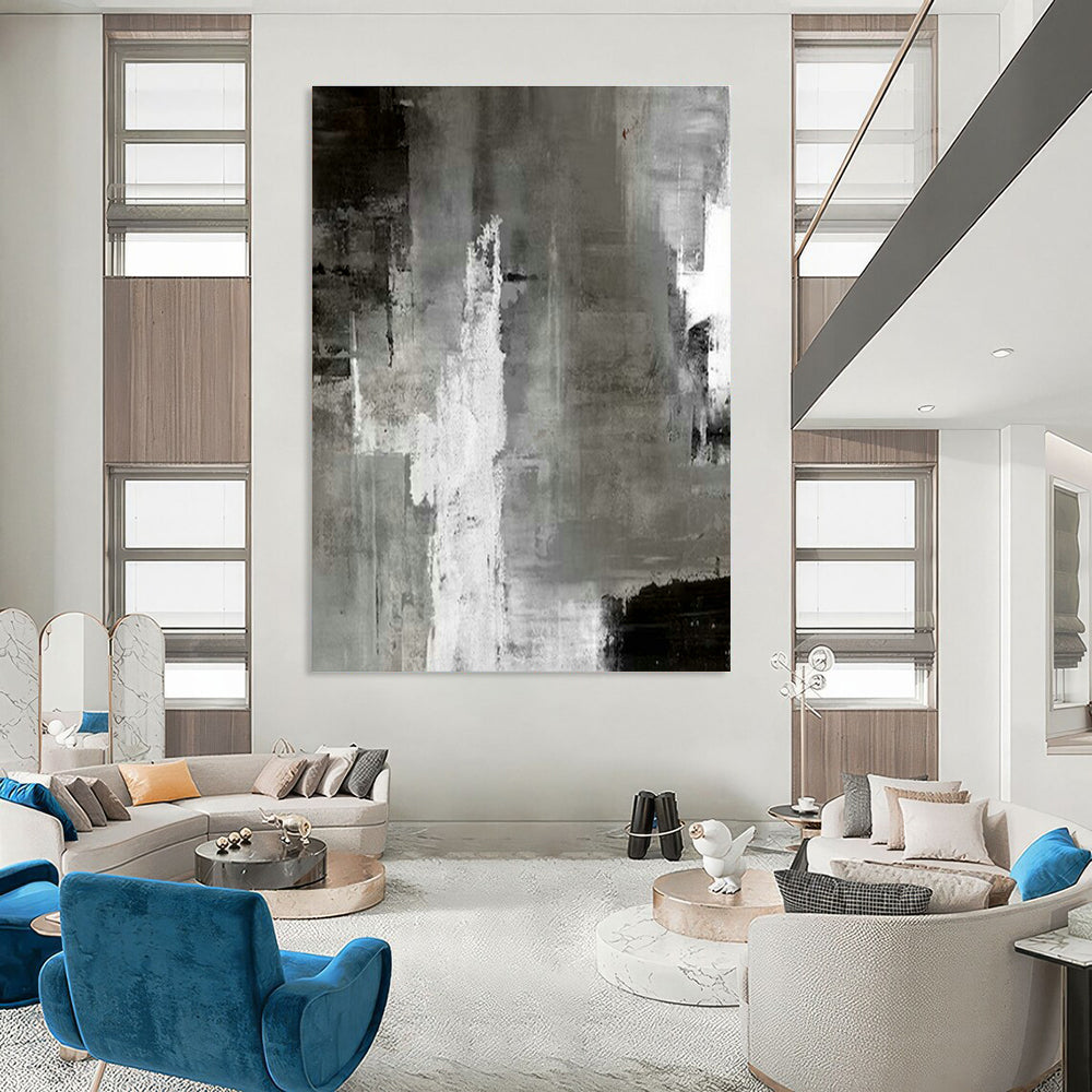 Gray - White Urban Abstract Art for City Apartment Living Room & Architectural Office DLZ2028