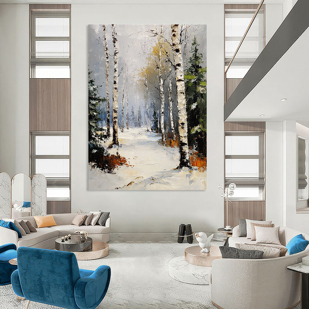 Snowy Birch Forest Path 1 Art for Winter Lodge & Nature - Lover’s Study STSC1381