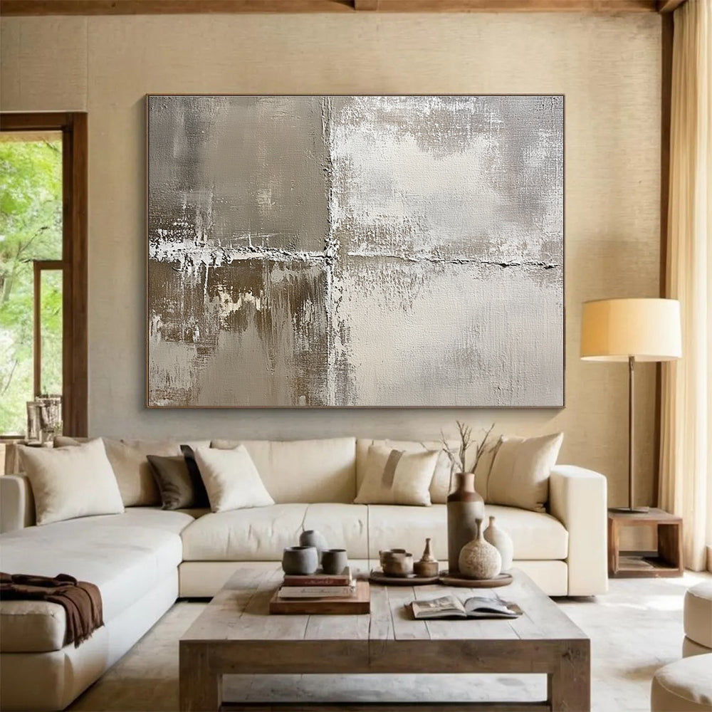 Textured Neutral Tones Art for Minimalist Art Gallery & Scandinavian - Style Living Room SC445