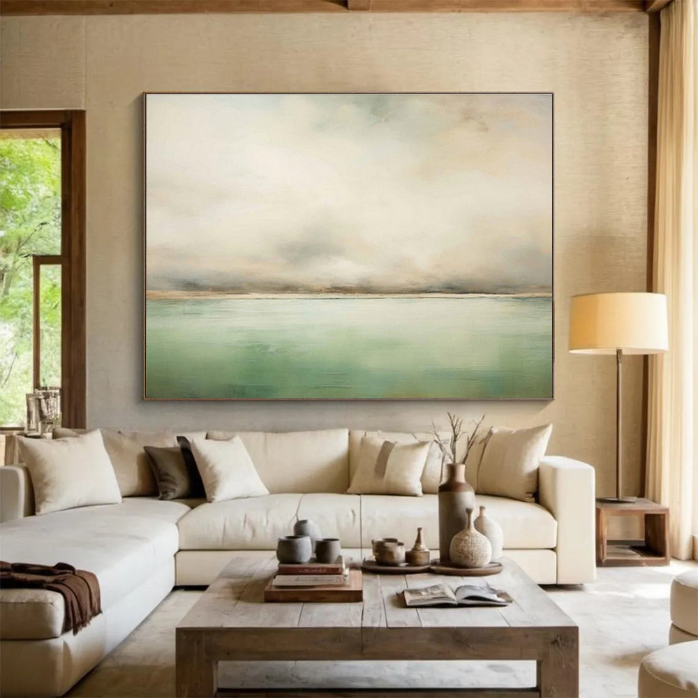 Soft - Toned Sky - Water Painting for Coastal Bedroom Retreats DLZ2543