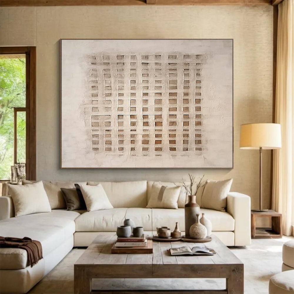 Beige Woven Abstract Art for Minimalist Studies DLZ2434
