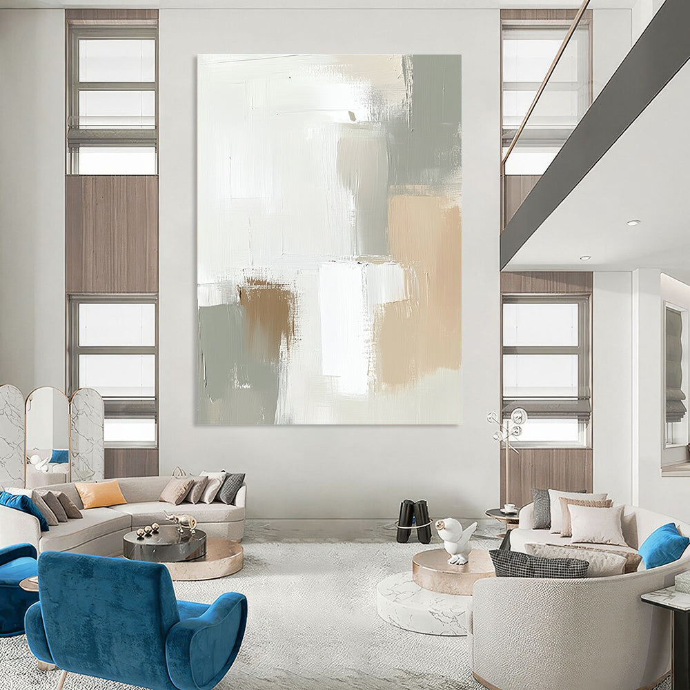 Neutral - Toned Abstract for Scandinavian - Style Home & Calm Meditation Space STSC379