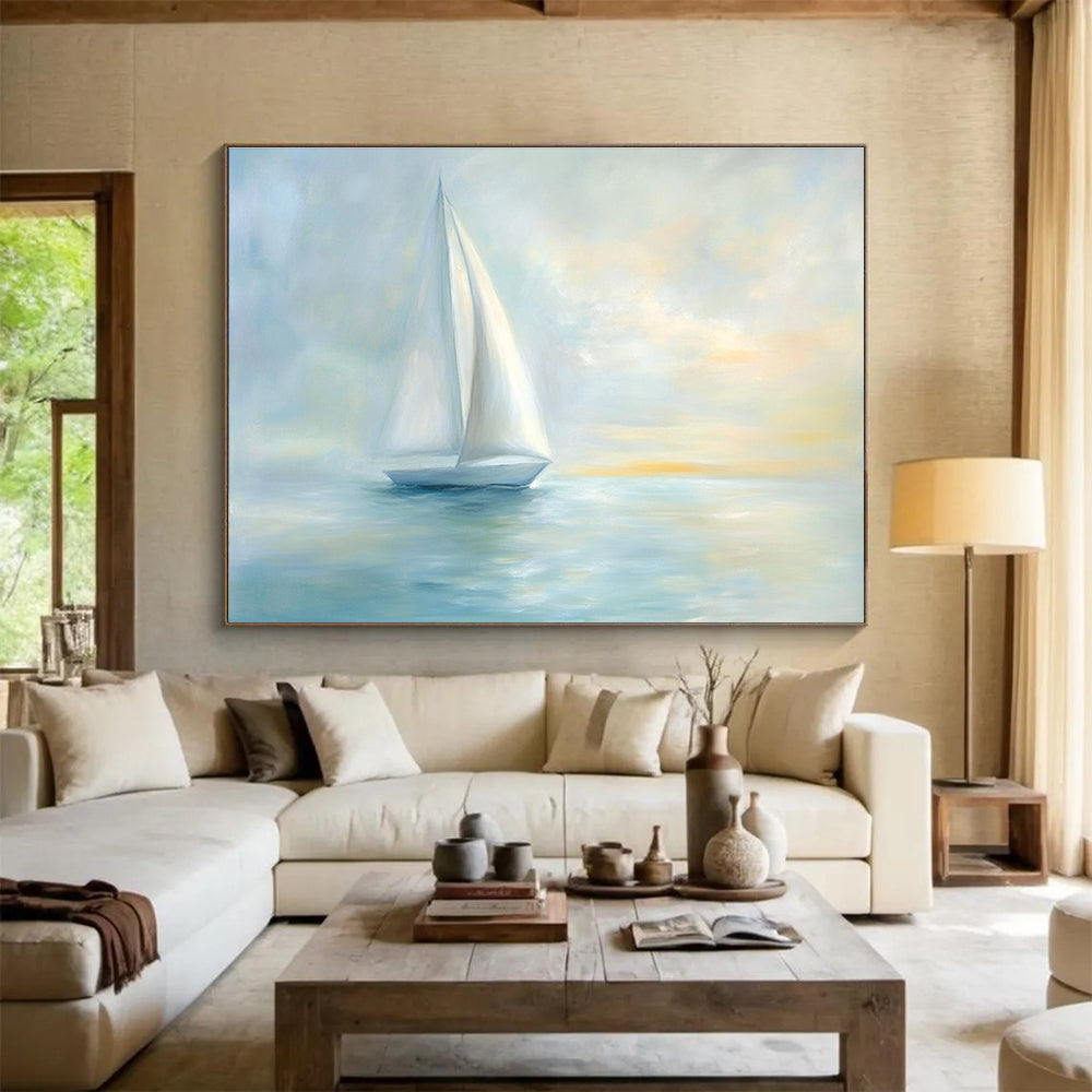 Peaceful Sailboat Art: Soothe Bedroom & Lakeside Cottage SC547